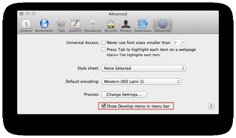 Safari Advanced Preferences Tab