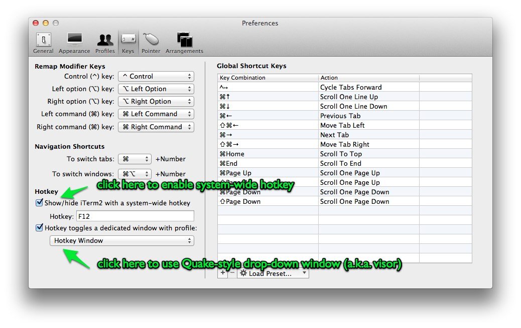 iTerm2 Quake/visor preferences