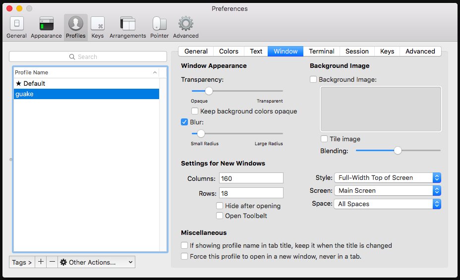iTerm2 Guake Window preferences