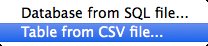 Table form CSV file