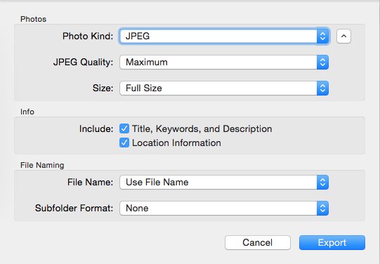 Photo Export Options