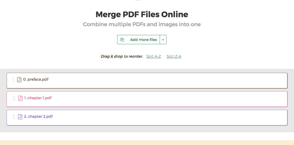 Merge PDF files with table of contents