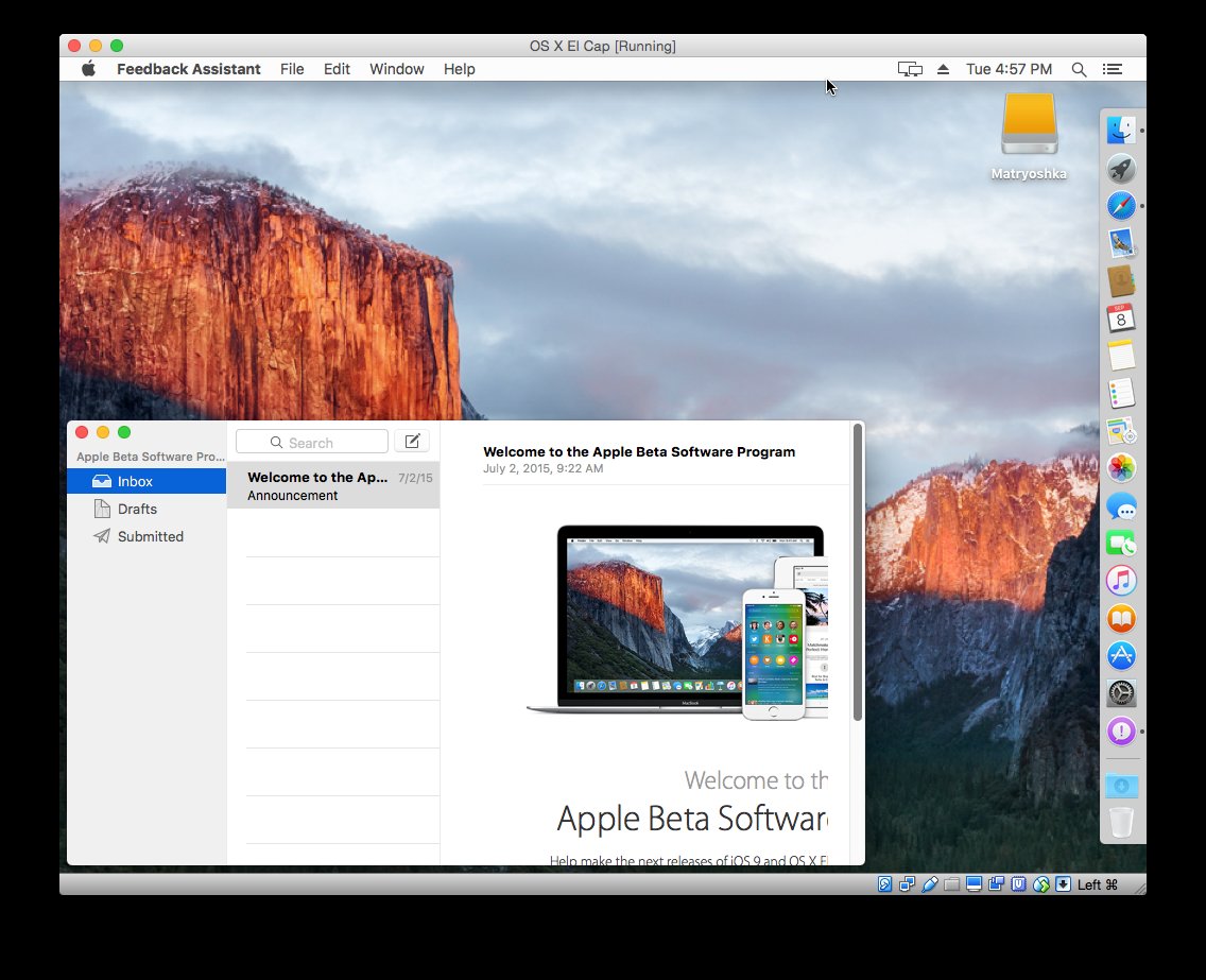 Showing El Cap in a VirtualBox window