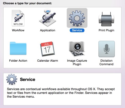 Automator service menu