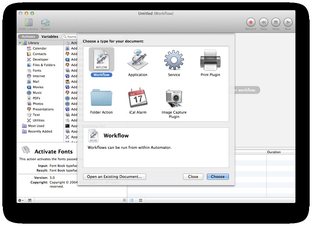 Create an automator workflow