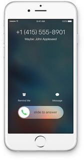 iPhone with Maybe: John Appleseed in calling interface under phone number